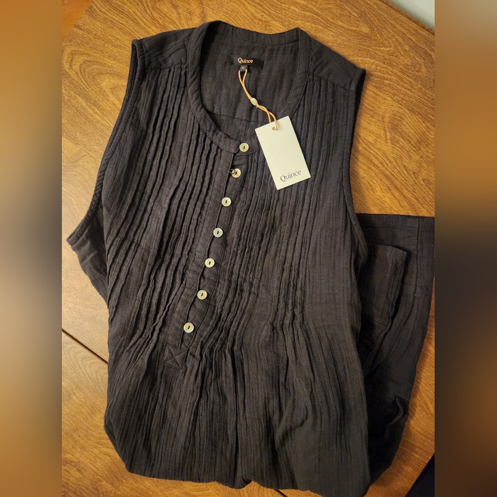 Organic Cotton Quince Gauze Sleeveless Swing Dress, Size Large, NEW WITH TAGS